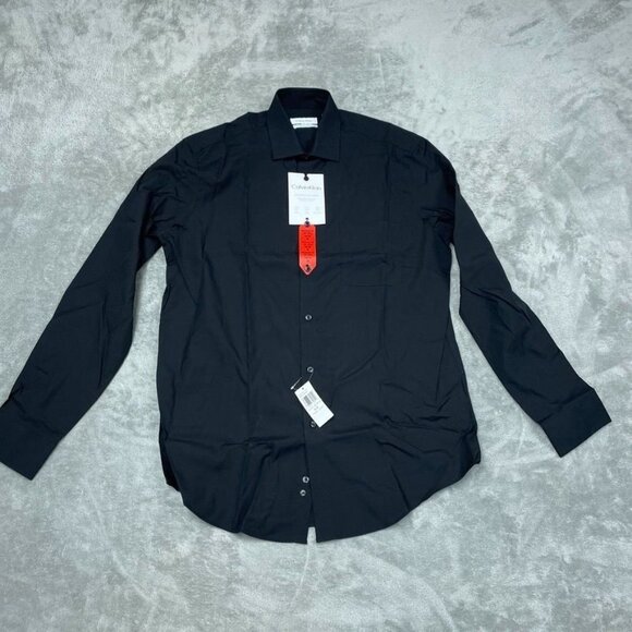 Calvin Klein Active Performance Stretch Dress Shirt Black M Regular Fit a1140 - Picture 1 of 9